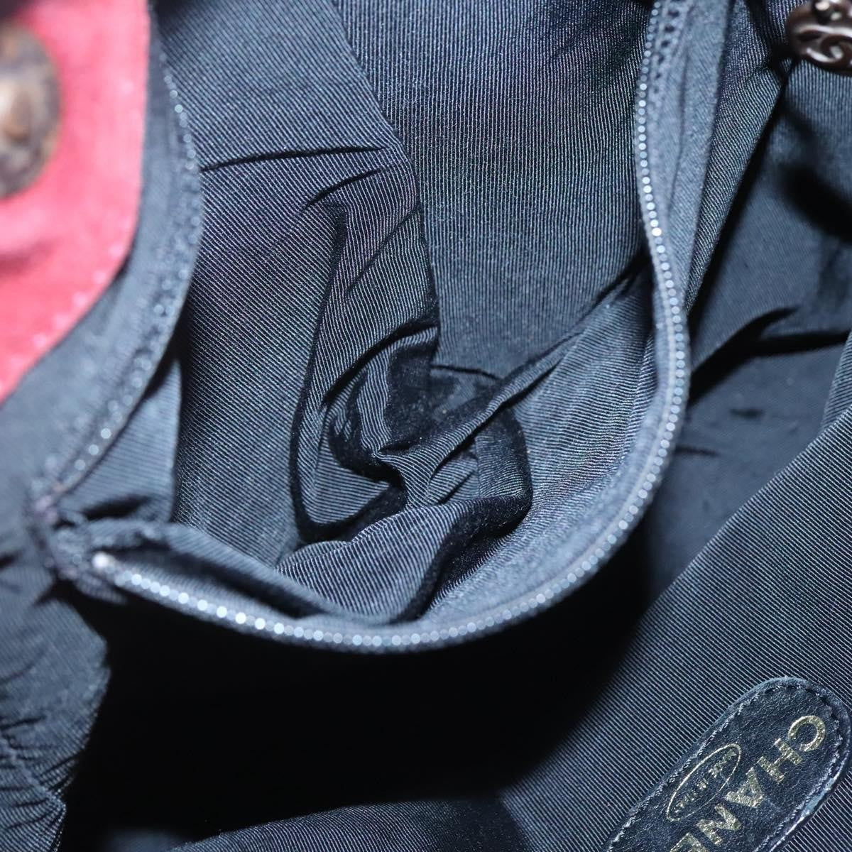 Chanel Vintage Resin Chain Tote Suede, RED, SUEDE, Tote bag