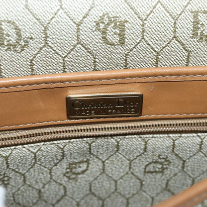 Christian Dior Vintage Honeycomb Flap Crossbody Bag Canvas and Leather, BEIGE, CANVAS, Crossbody bag