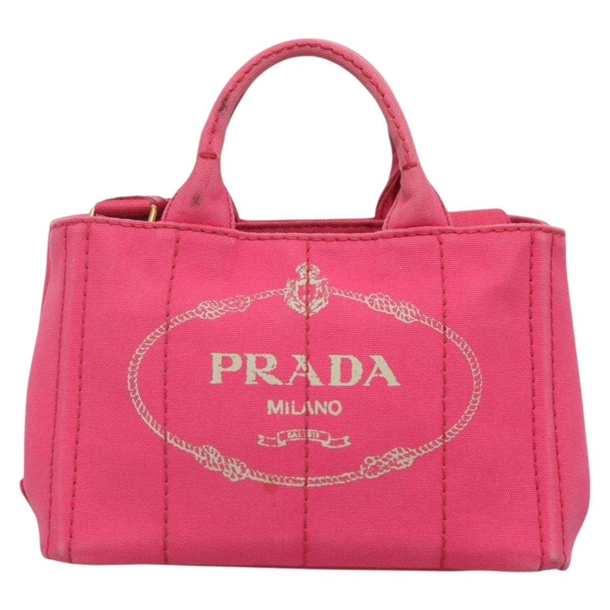 Prada Canapa Convertible Tote Canvas, PINK, CANVAS, Tote bag