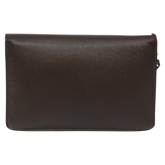 Louis Vuitton Belaia Clutch Taiga Leather, BROWN, LEATHER, Clutche & pouche