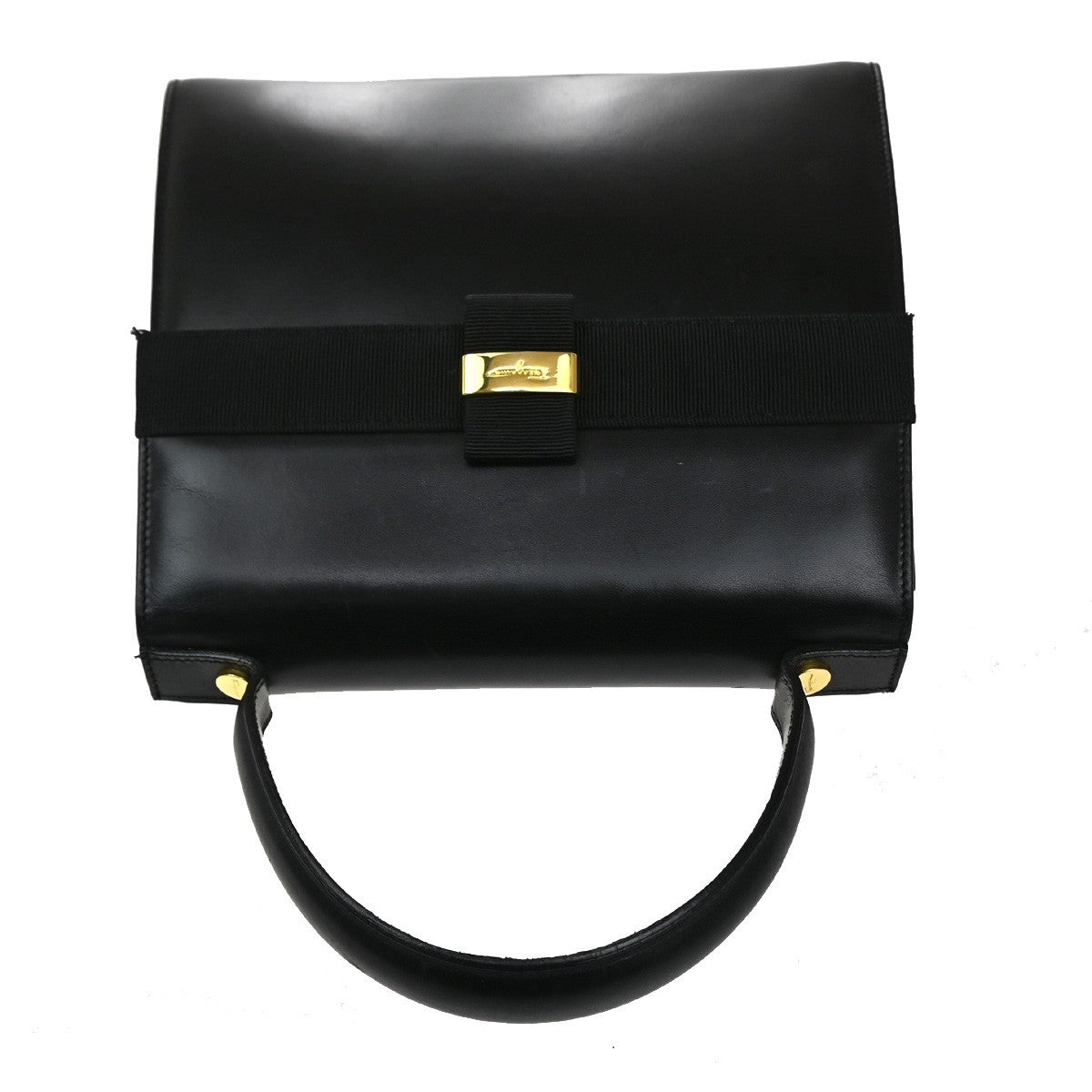 Salvatore Ferragamo Vala Handbag Leather, BLACK, LEATHER, Handbag