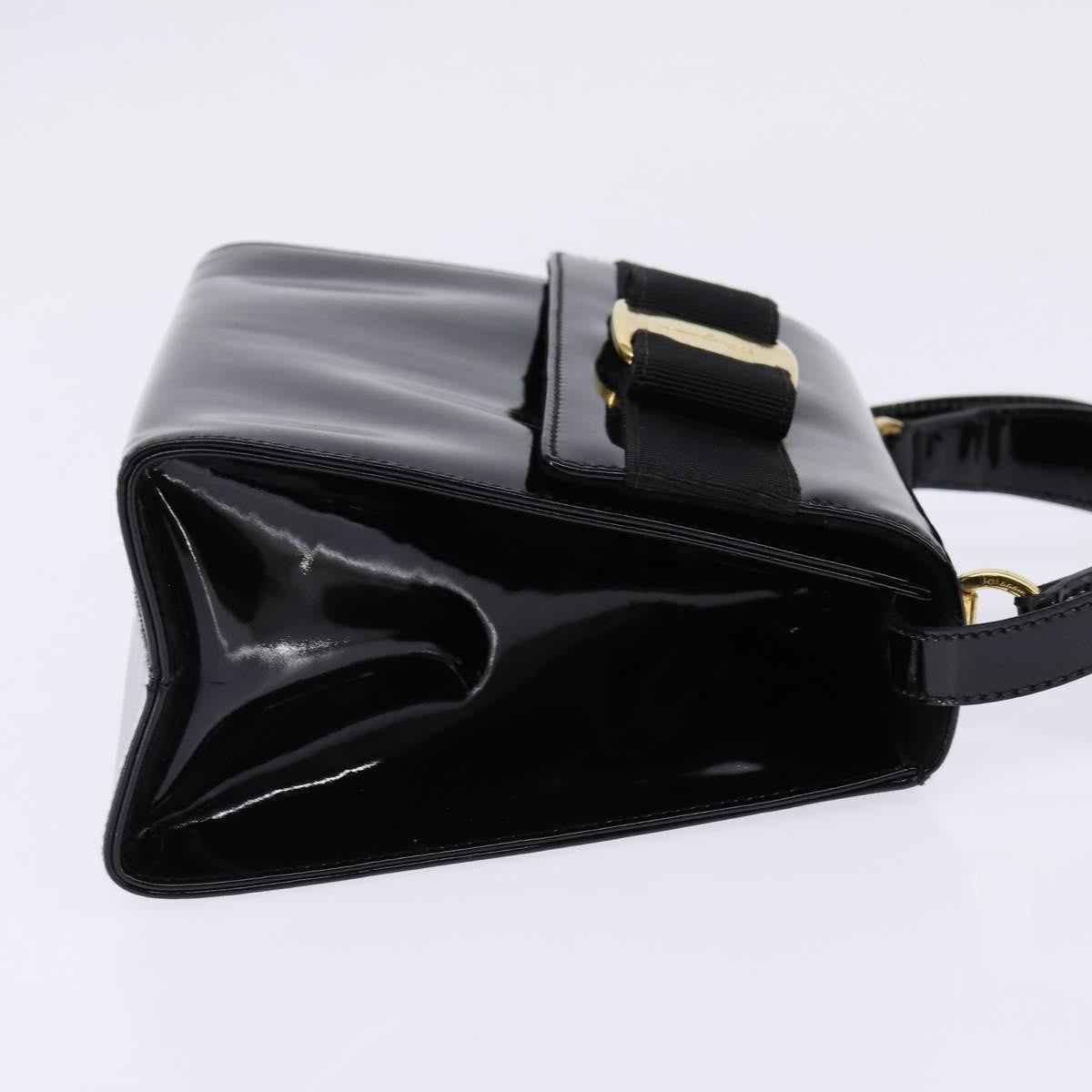 Salvatore Ferragamo Vintage Vara Bow Top Handle Bag Patent Leather, BLACK, PATENT_LEATHER, Handbag