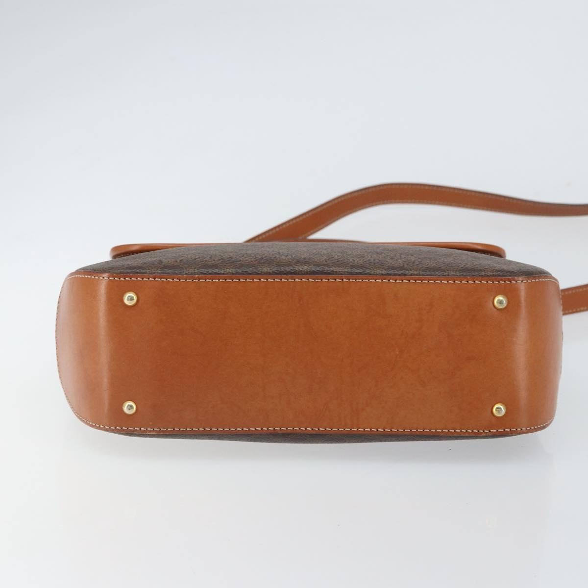 Celine Vintage Macadam Handbag Canvas, BROWN, PVC, Handbag