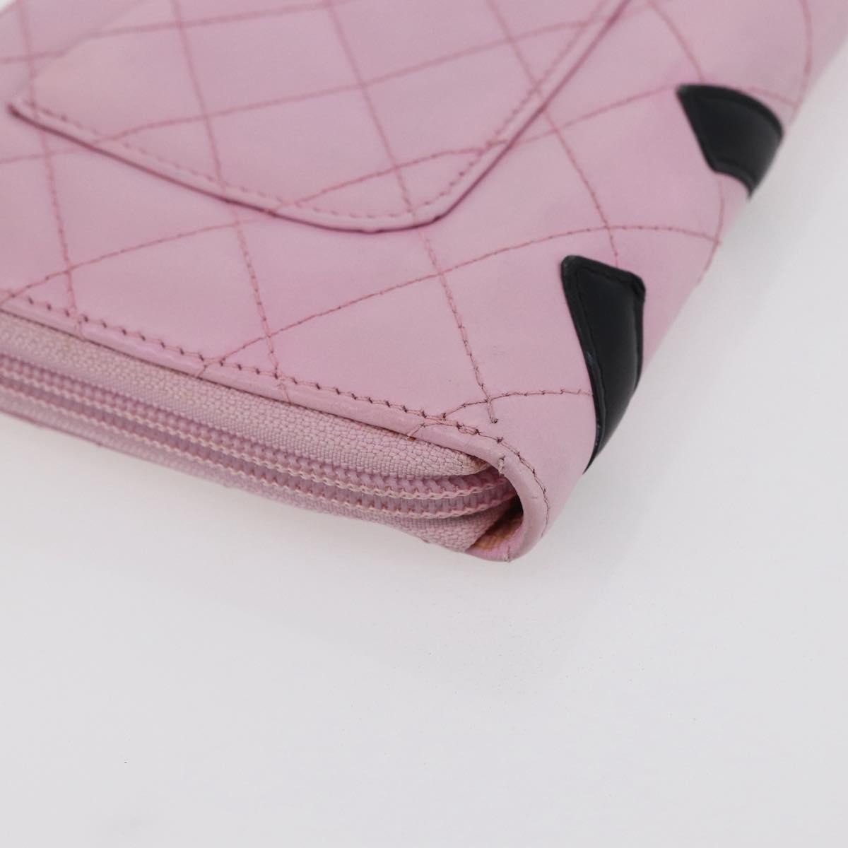 Chanel Cambon Zip Around Wallet Quilted Lambskin, PINK, LEATHER, Wallets