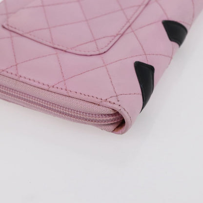 Chanel Cambon Zip Around Wallet Quilted Lambskin, PINK, LEATHER, Wallets