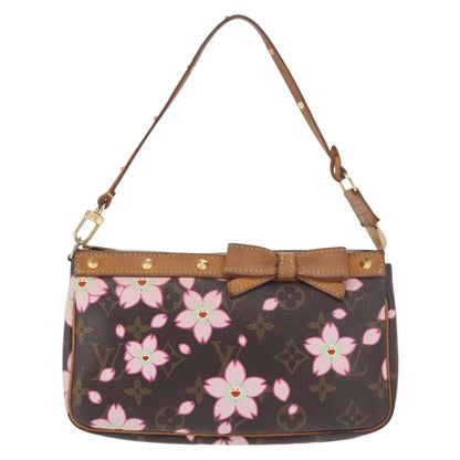Louis Vuitton Pochette Accessoires Limited Edition Cherry Blossom Monogram, BROWN, CANVAS, Clutche & pouche