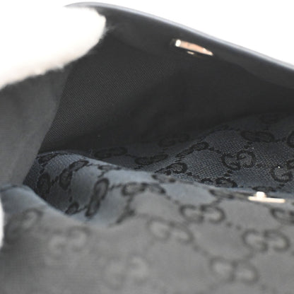 Gucci Zip Messenger GG Canvas with Perforated Leather, BLACK, CANVAS, Shoulder bag