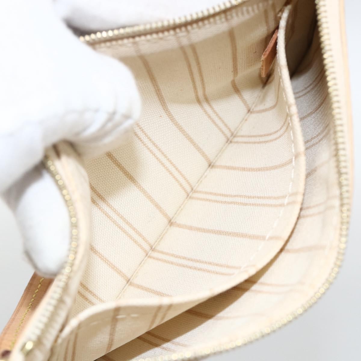 Louis Vuitton Neverfull Pochette Damier, WHITE, CANVAS, Clutche & pouche