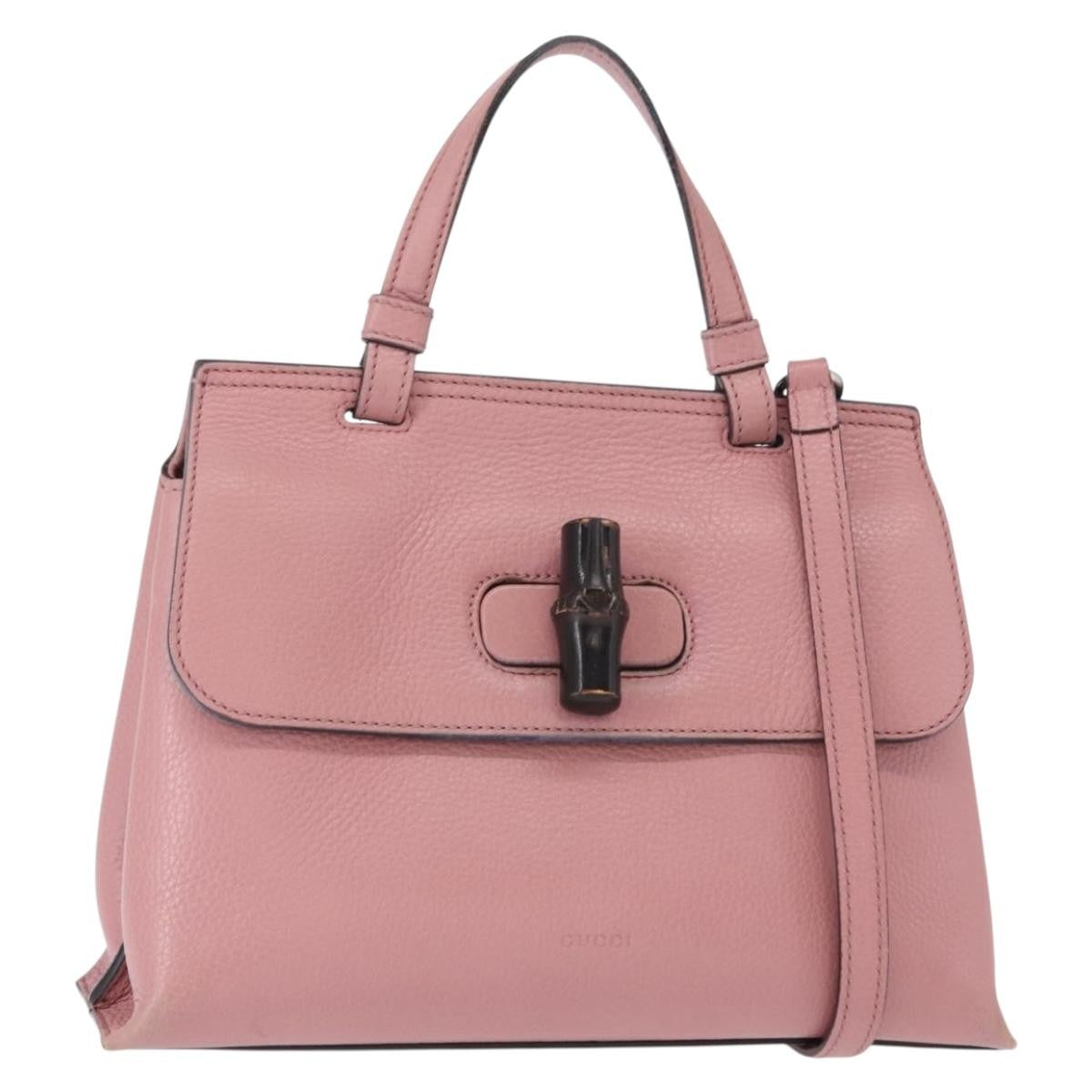 Gucci Bamboo Daily Top Handle Bag Leather, PINK, LEATHER, Handbag