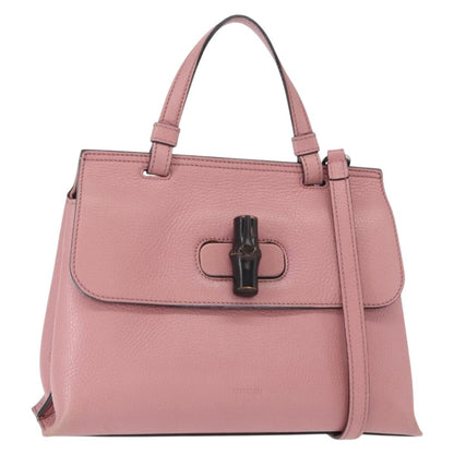 Gucci Bamboo Daily Top Handle Bag Leather, PINK, LEATHER, Handbag