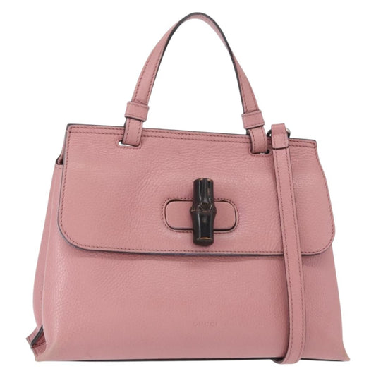Gucci Bamboo Daily Top Handle Bag Leather, PINK, LEATHER, Handbag