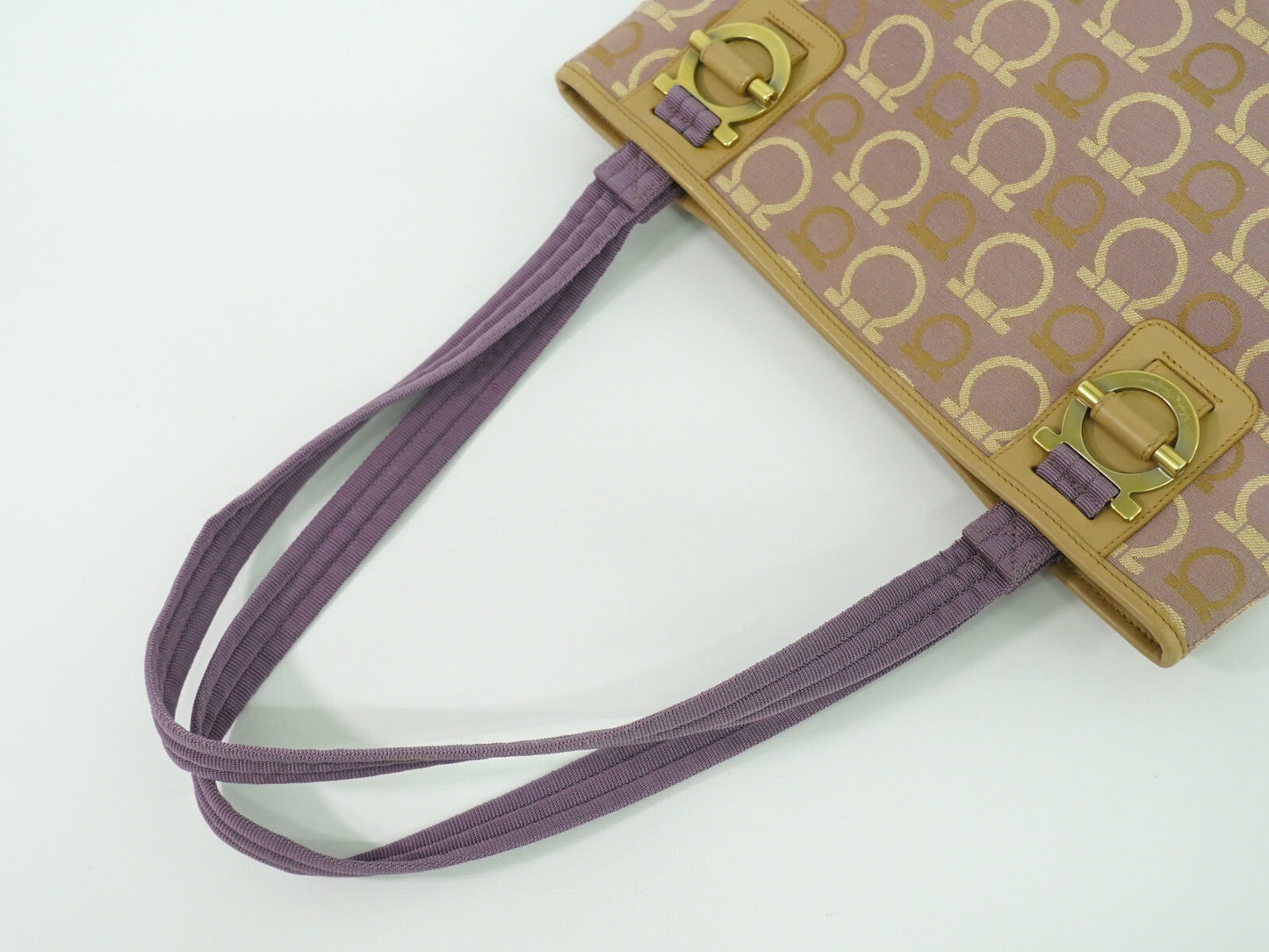 Salvatore Ferragamo Gancini Shoulder Bag Canvas, PURPLE, CANVAS, Shoulder bag