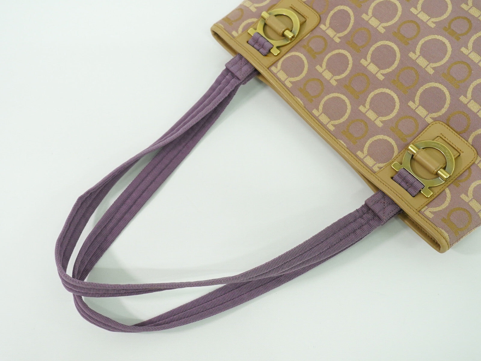 Salvatore Ferragamo Gancini Shoulder Bag Canvas, PURPLE, CANVAS, Shoulder bag