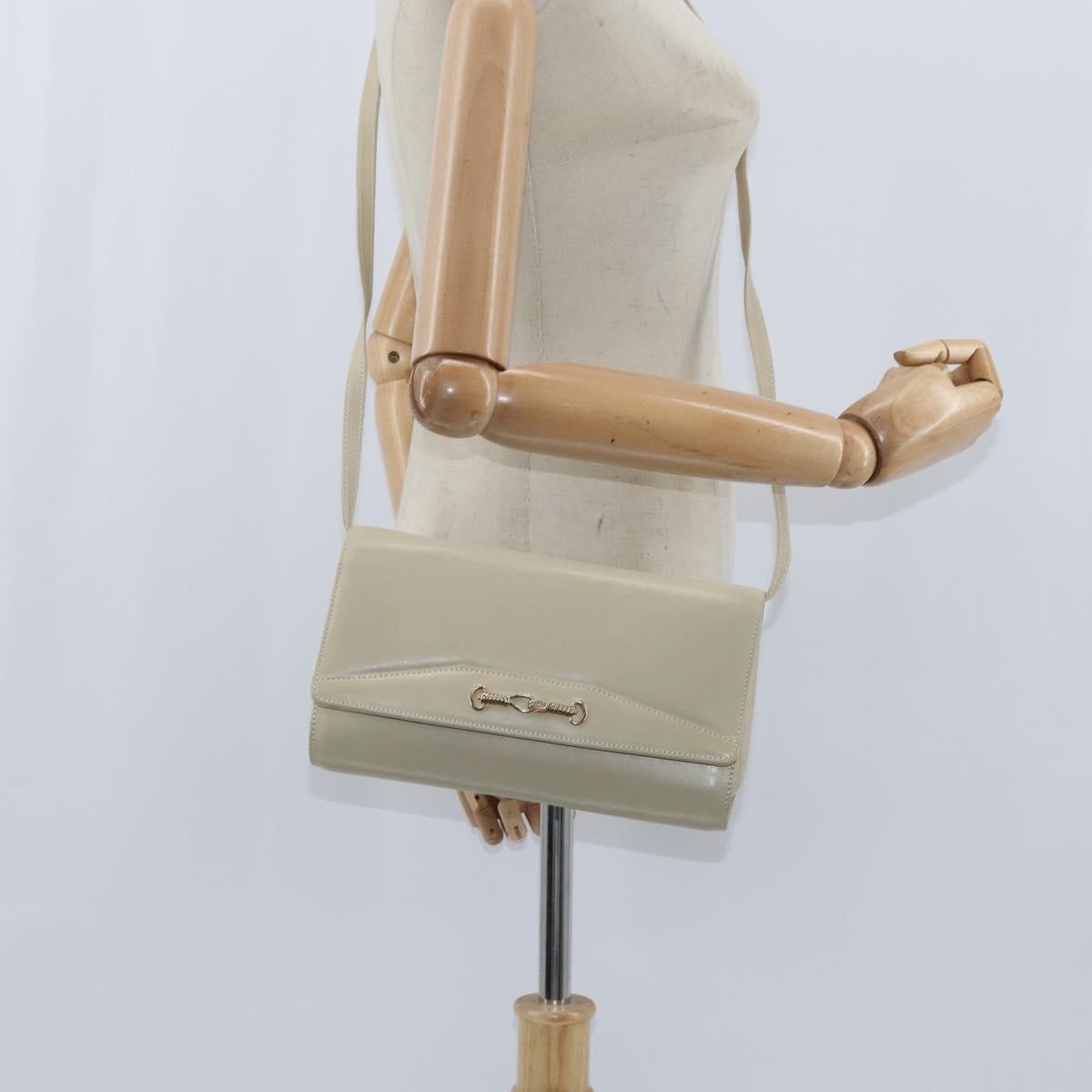 Celine Flap Shoulder Bag Leather, BEIGE, LEATHER, Shoulder bag