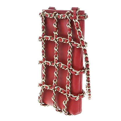 Chanel Tech Me Out Clutch With Chain Lambskin, RED, LEATHER, Clutche & pouche