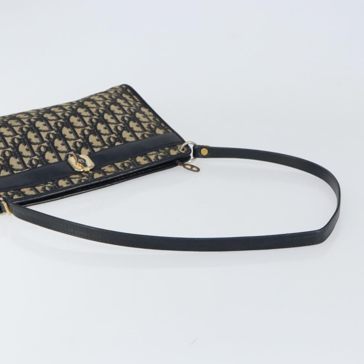 Christian Dior Vintage Trotter Shoulder Bag Canvas, NAVY, CANVAS, Shoulder bag