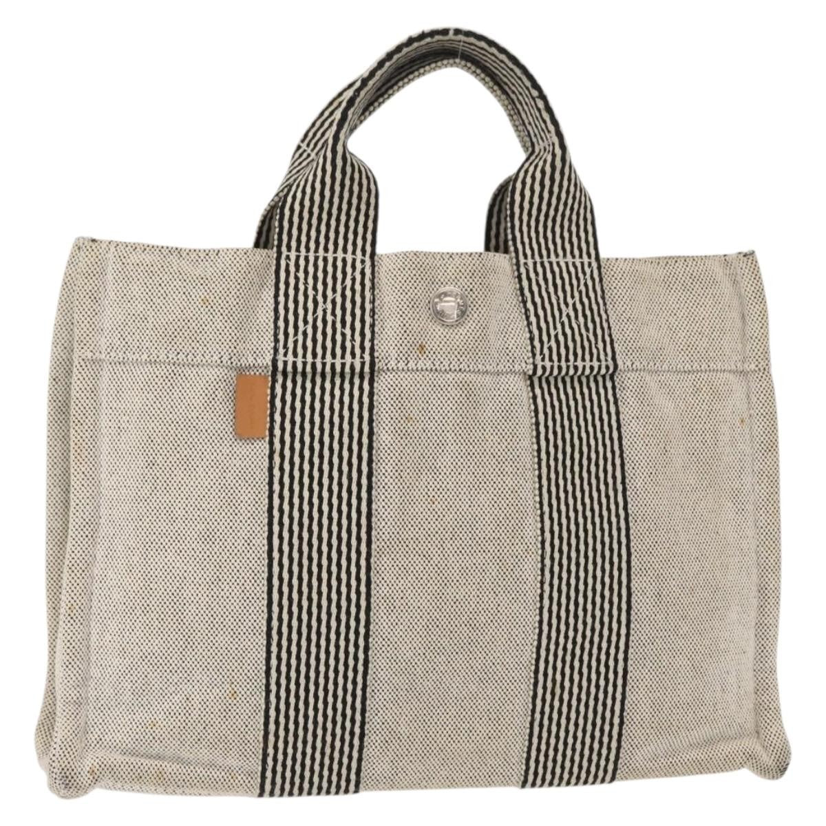 Hermes Fourre Tout Tote Canvas, GRAY, CANVAS, Tote bag