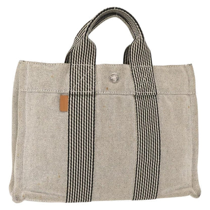 Hermes Fourre Tout Tote Canvas, GRAY, CANVAS, Tote bag