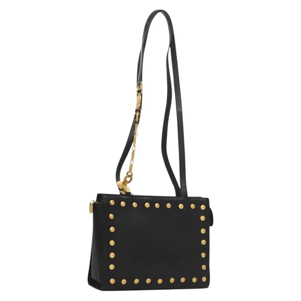 Versace Medusa Shoulder Bag Leather, BLACK, LEATHER, Shoulder bag