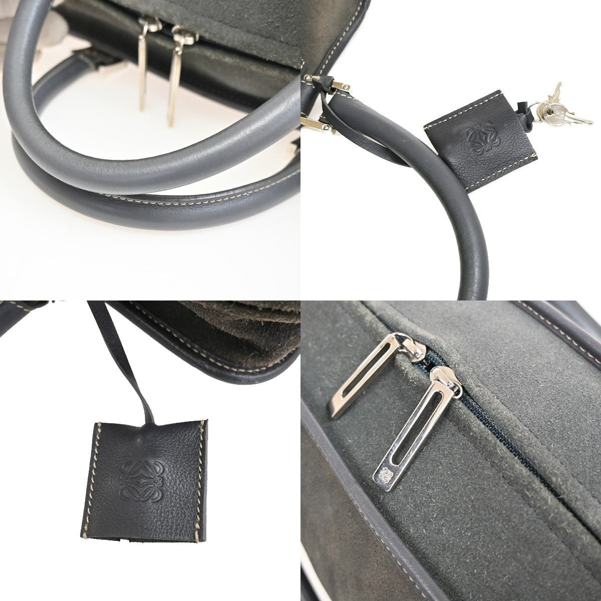 Loewe Amazona Bag Suede, GRAY, SUEDE, Handbag