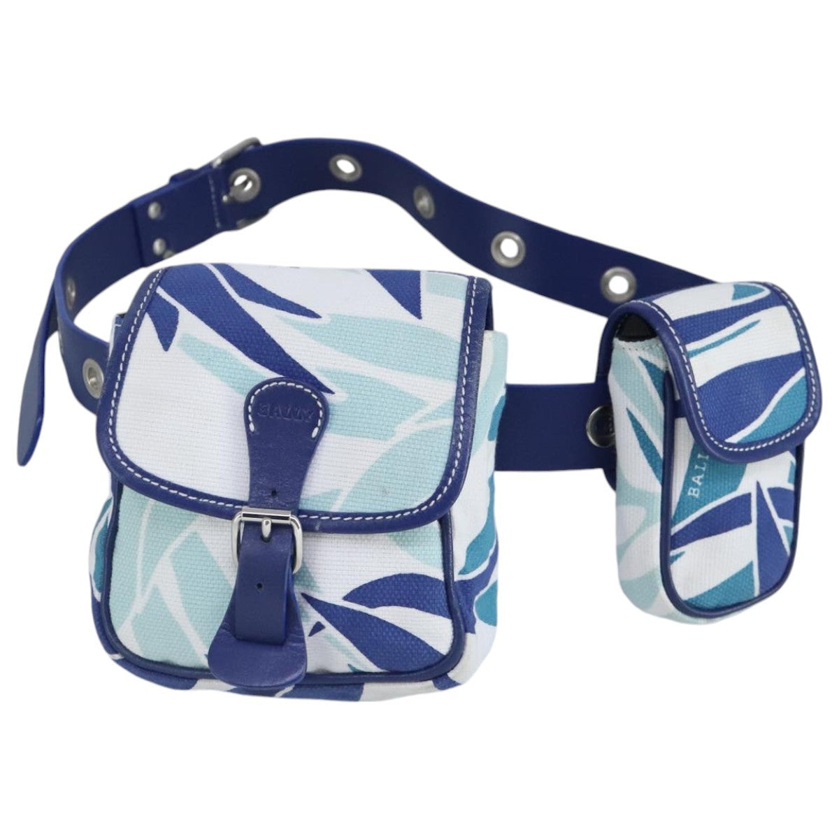 Bally Vintage Waist bag Leather and canvas, BLUE, CANVAS, Clutche & pouche