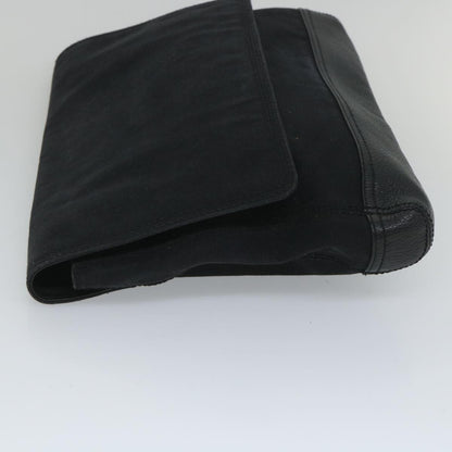 Balenciaga Flap Clutch Canvas with Leather, BLACK, CANVAS, Clutche & pouche