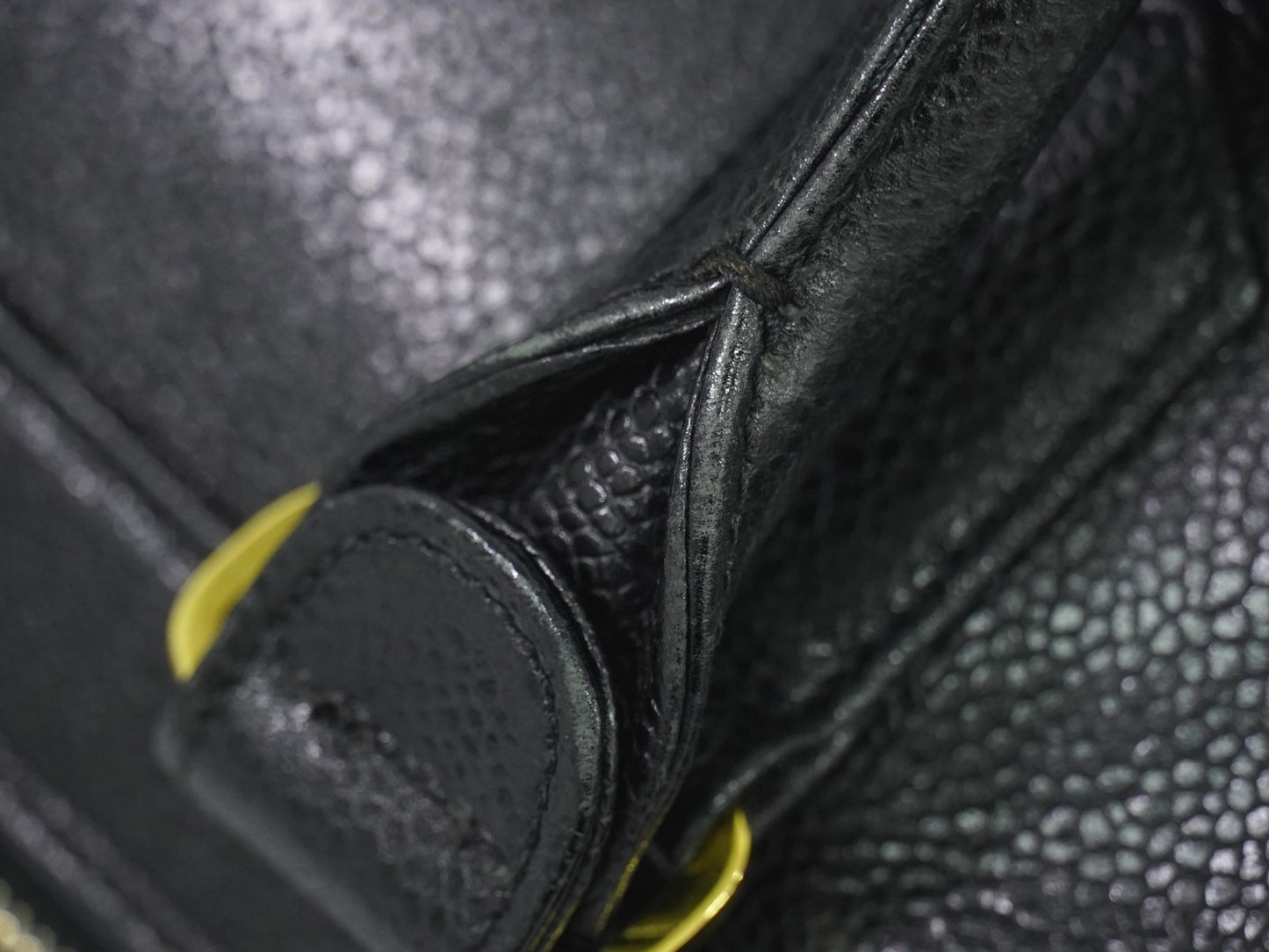 Chanel Vintage Front Pocket Tote Caviar, BLACK, LEATHER, Tote bag