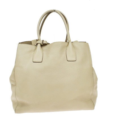 Prada Twin Shopping Tote Vitello Daino, BEIGE, LEATHER, Handbag