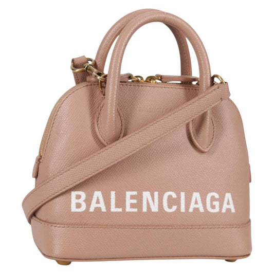 Balenciaga Logo Ville Bag Leather, PINK, LEATHER, Handbag
