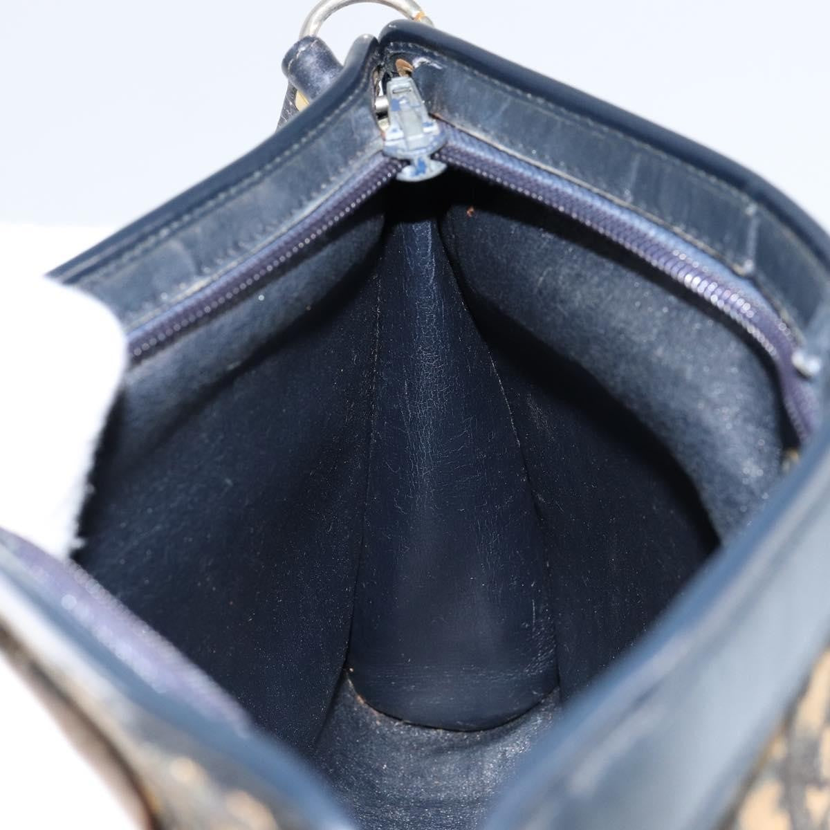 Christian Dior Vintage Trotter Shoulder Bag Canvas, NAVY, CANVAS, Shoulder bag