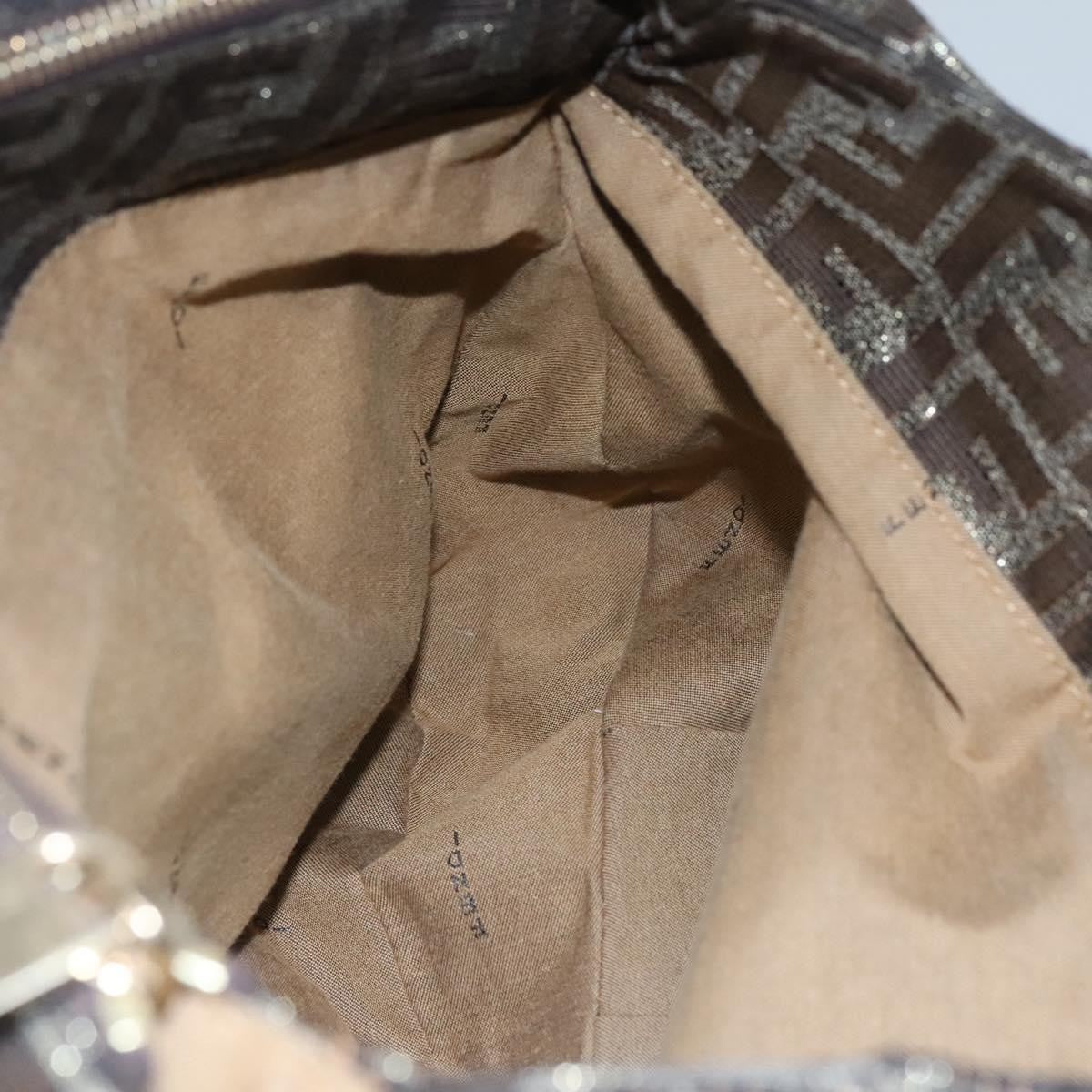 Fendi Mia Tote Metallic Zucca Canvas, BROWN, CANVAS, Tote bag