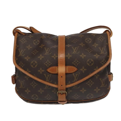 Louis Vuitton Saumur Handbag Monogram Canvas, BROWN, CANVAS, Handbag