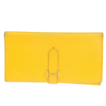 Hermes Bearn Trifold Wallet Epsom, YELLOW, LEATHER, Wallets