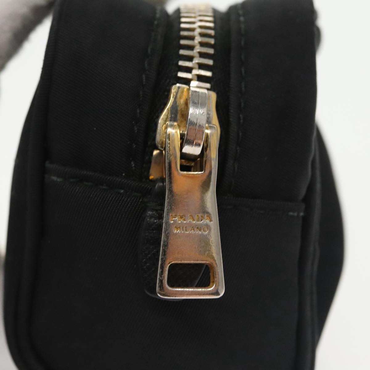 Prada Wristlet Zip Pouch Tessuto, BLACK, NYLON, Clutche & pouche