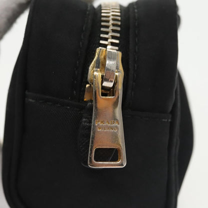 Prada Wristlet Zip Pouch Tessuto, BLACK, NYLON, Clutche & pouche