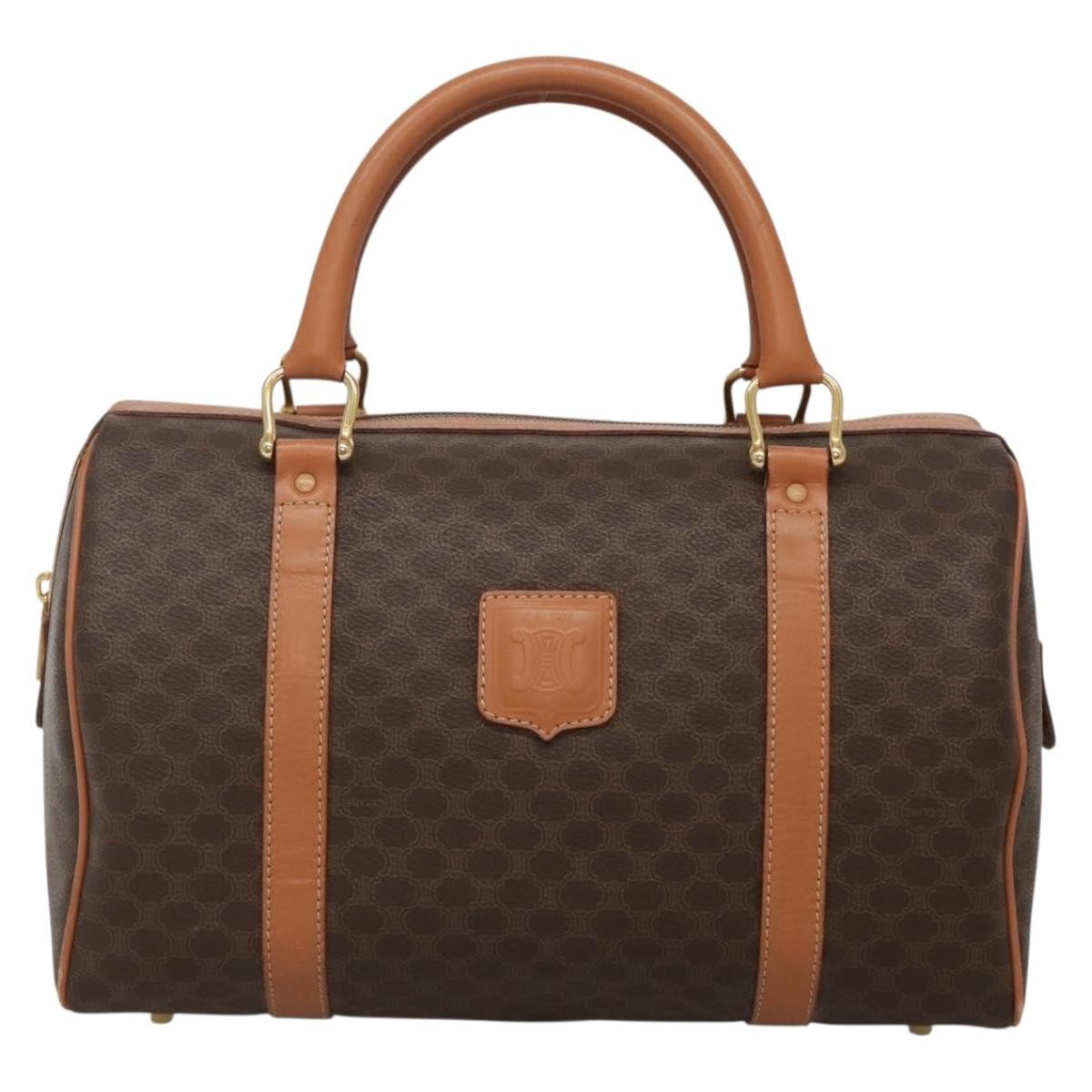 Celine Macadam Handbag Macadam with leather, BROWN, CANVAS, Handbag