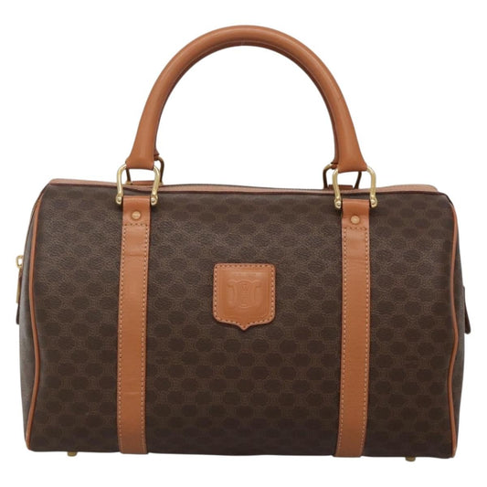 Celine Macadam Handbag Macadam with leather, BROWN, CANVAS, Handbag