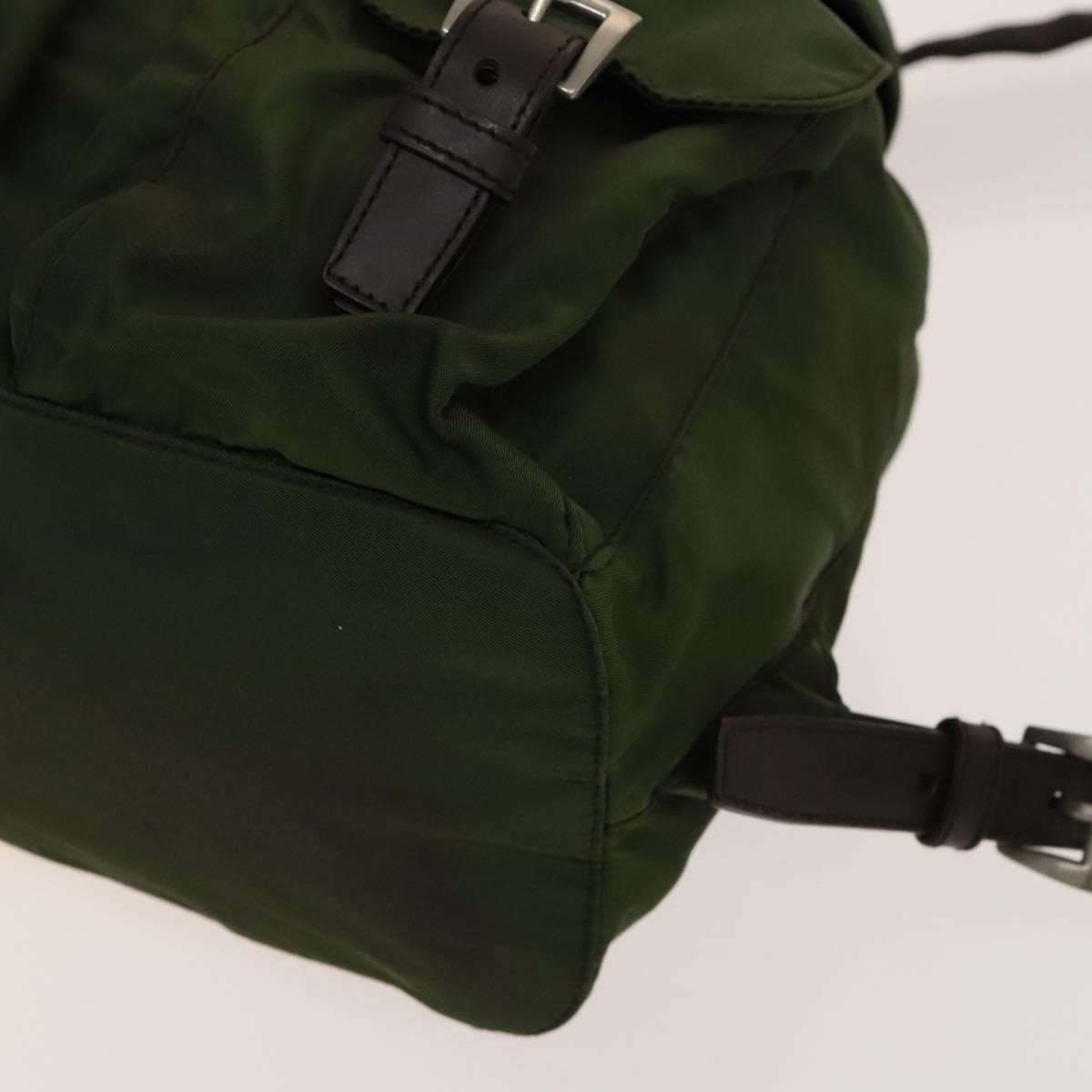 Prada Vela Double Front Pocket Backpack Tessuto with Saffiano Leather, KHAKI, NYLON, Backpack