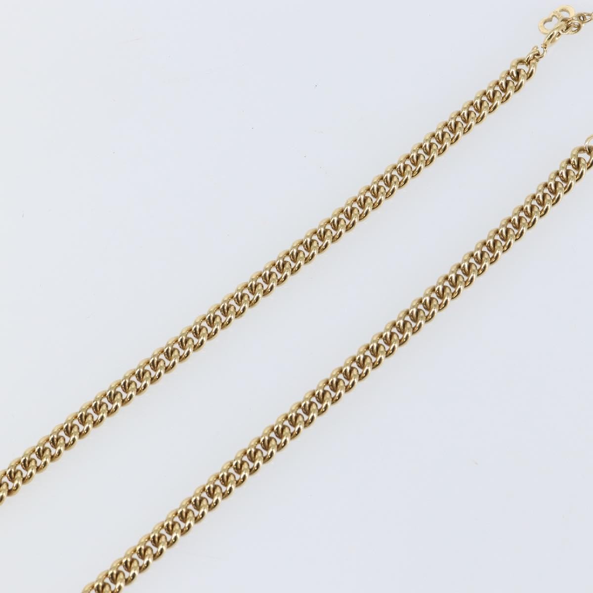 Christian Dior CD Chain Link Necklace Metal with Crystals, GOLD, METAL, Necklace