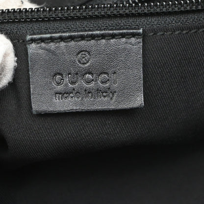 Gucci Zip Messenger Bag GG Canvas with Perforated Leather, BLACK, CANVAS, Shoulder bag