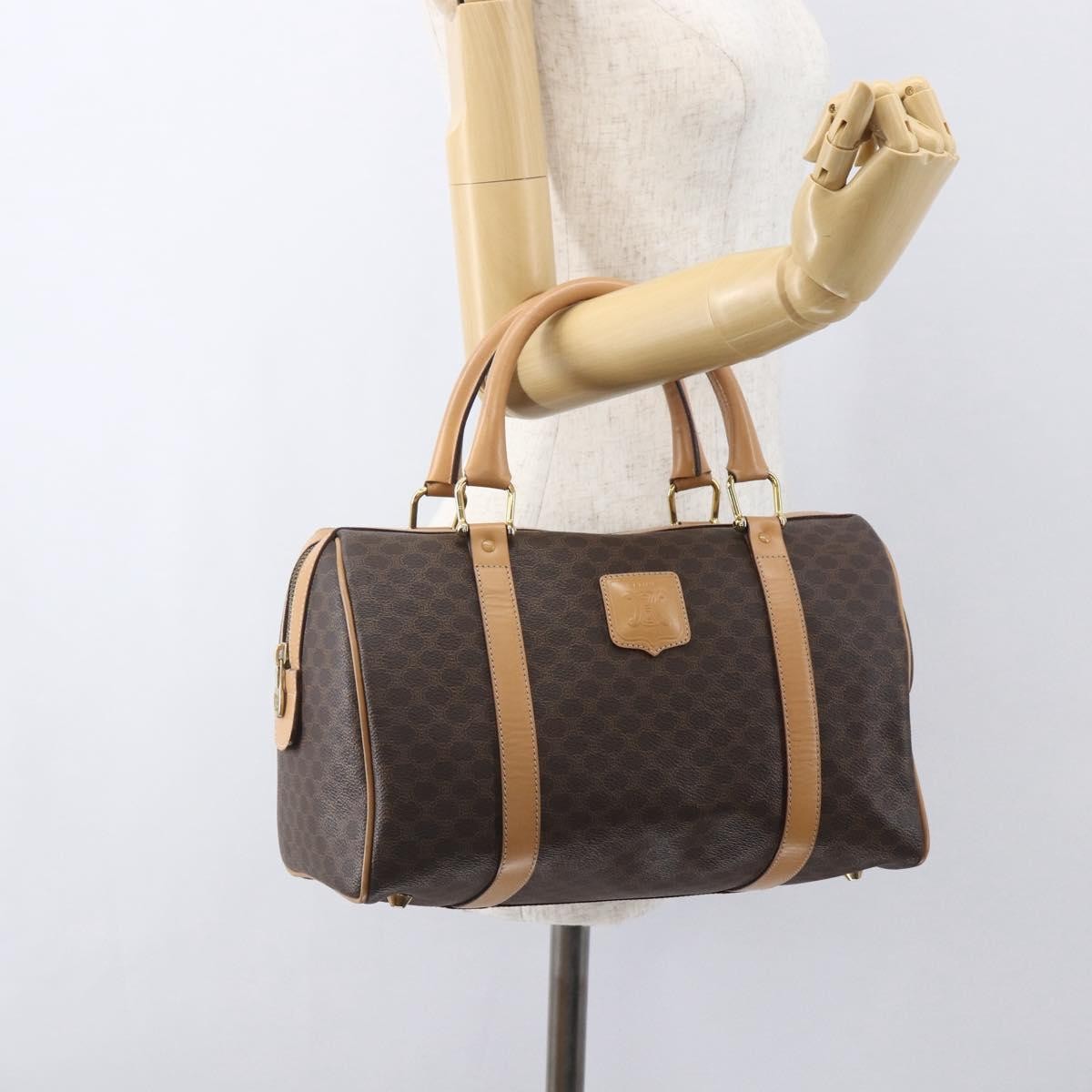Celine Vintage Macadam Boston bag Canvas, BROWN, CANVAS, Travel bag