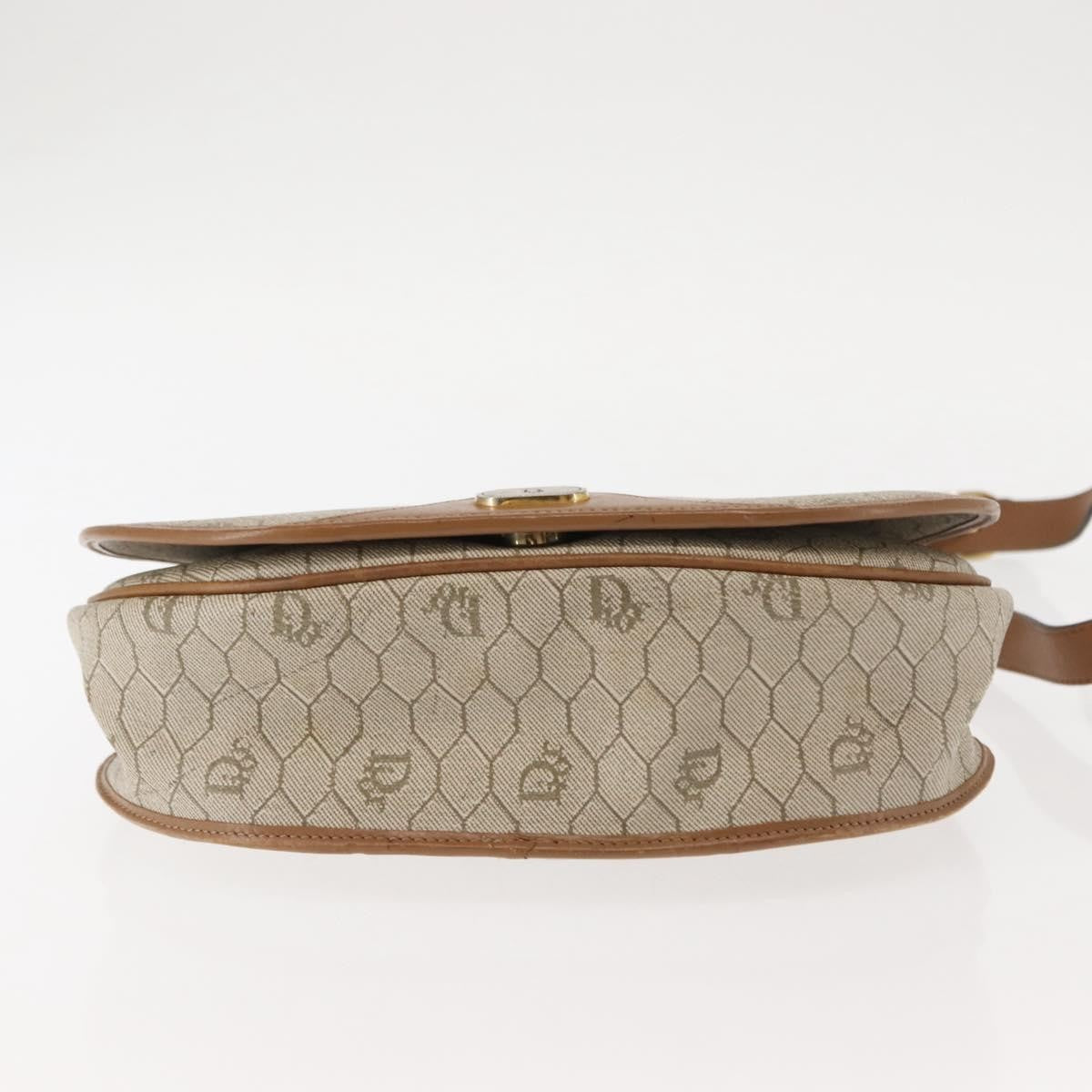 Christian Dior Vintage Honeycomb Flap Crossbody Bag Coated Canvas, BEIGE, CANVAS, Crossbody bag