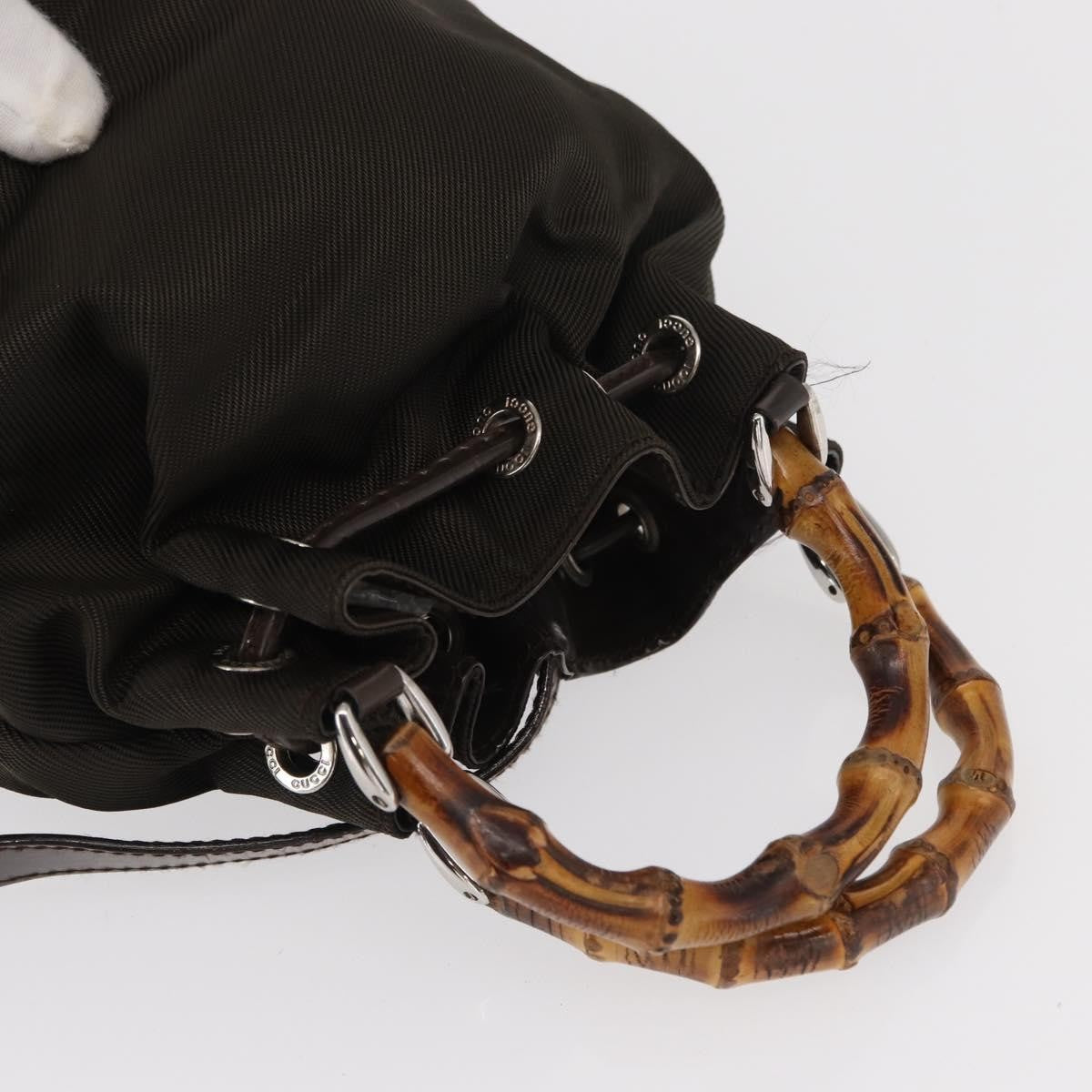 Gucci Vintage Bamboo Sling Backpack Nylon, KHAKI, NYLON, Backpack