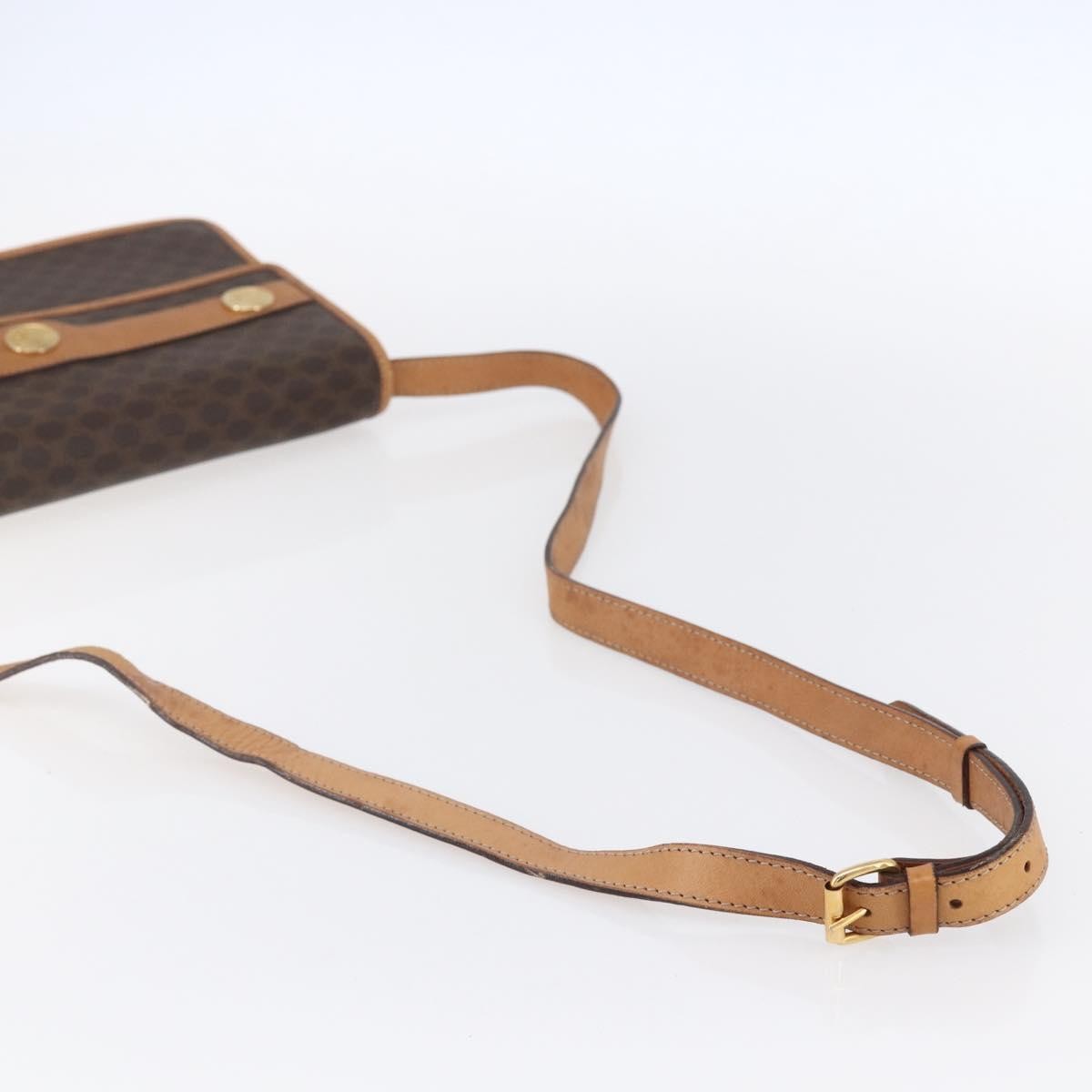 Celine Vintage Macadam Shoulder Bag Canvas and Leather, BROWN, CANVAS, Shoulder bag