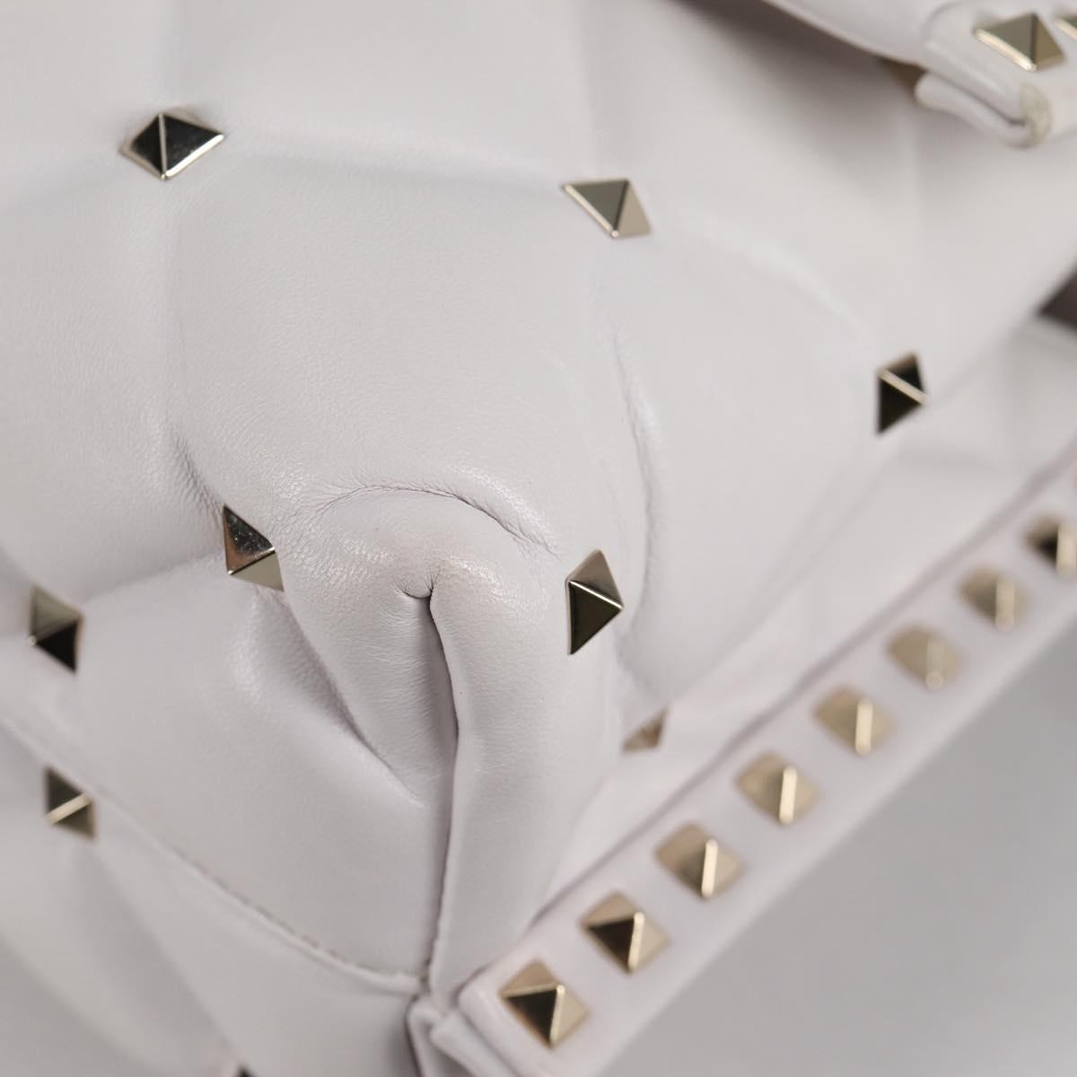 Valentino Garavani VLTN Candystud Top Handle Bag Printed Leather, WHITE, LEATHER, Handbag