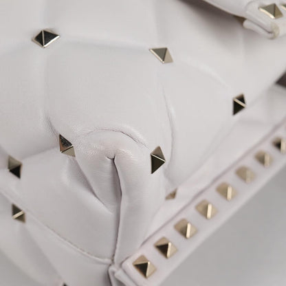 Valentino Garavani VLTN Candystud Top Handle Bag Printed Leather, WHITE, LEATHER, Handbag