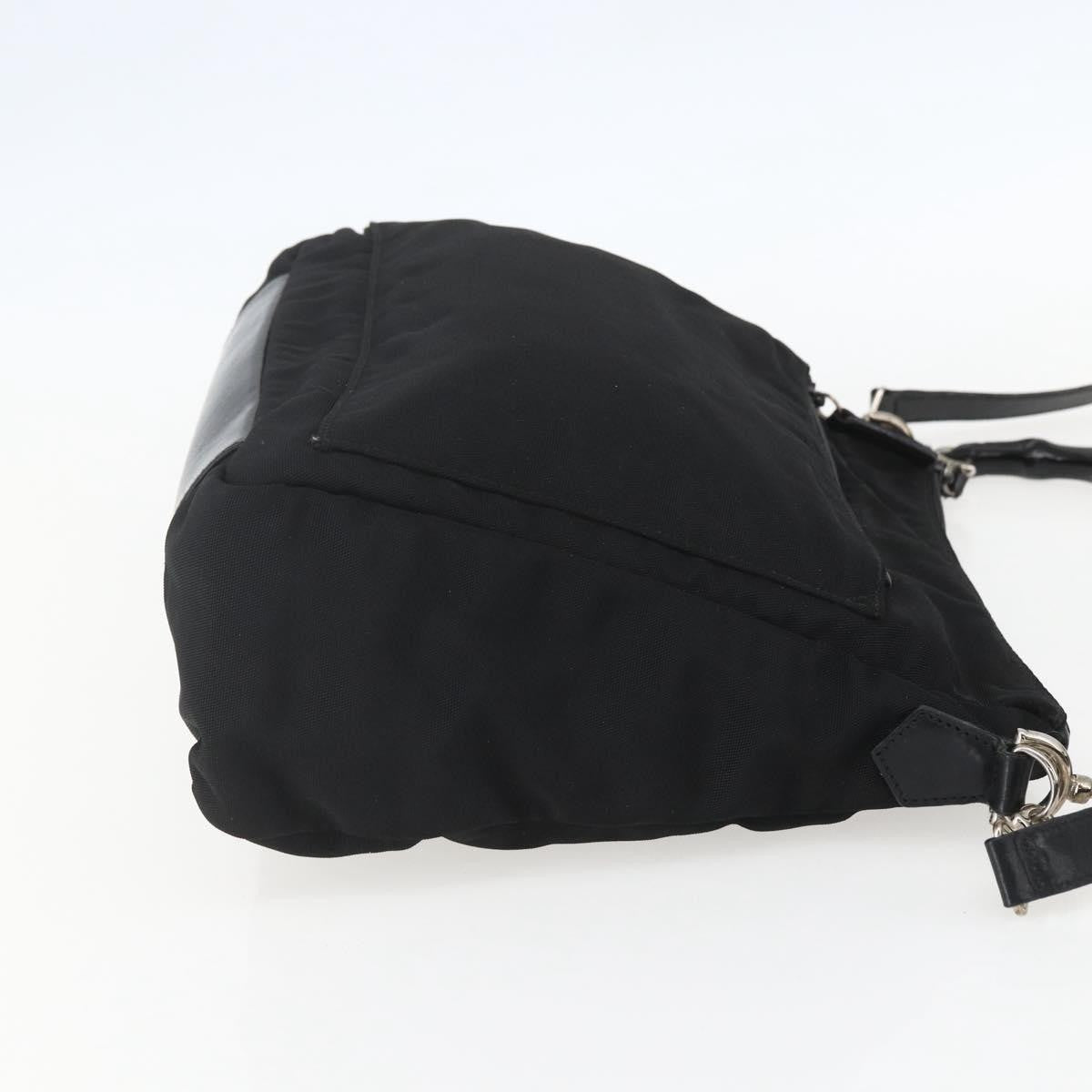 Gucci Vintage Bamboo Shoulder Bag Nylon, BLACK, NYLON, Shoulder bag