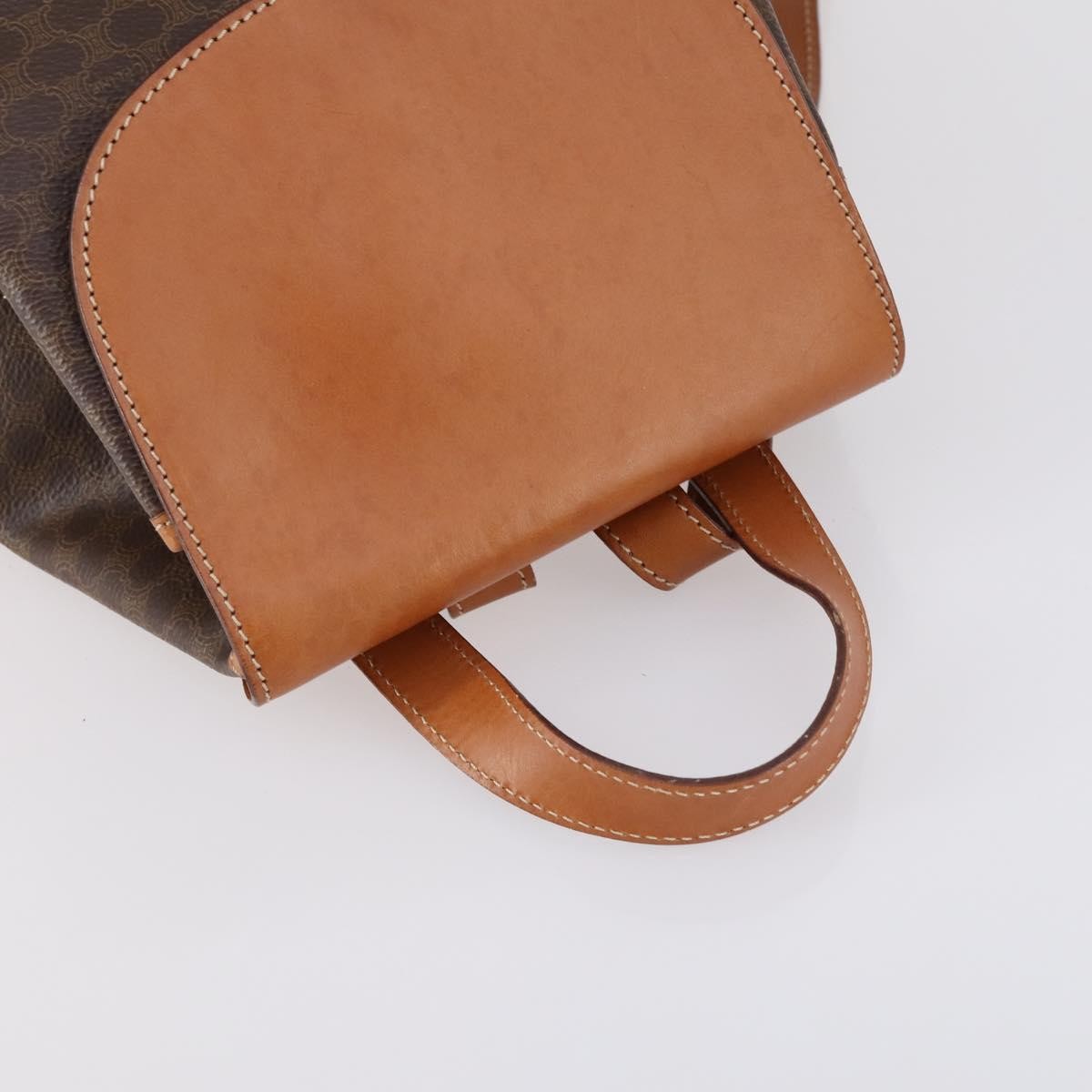 Celine Vintage Macadam Backpack Canvas and Leather, BROWN, CANVAS, Backpack