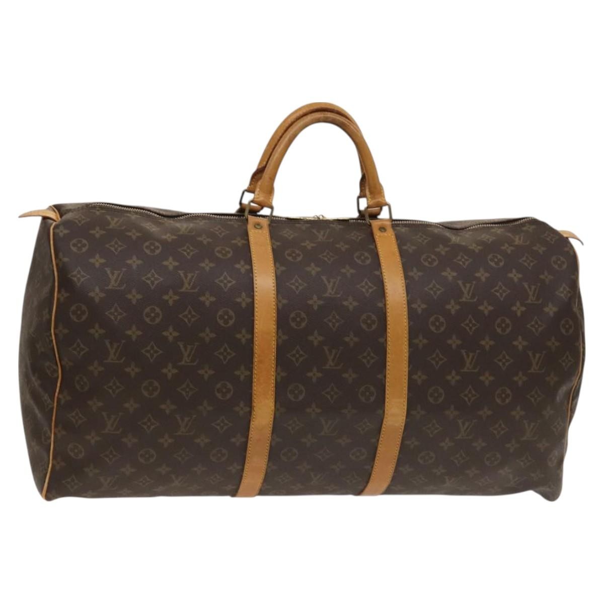 Louis Vuitton Keepall Bag Monogram Canvas, BROWN, CANVAS, Travel bag