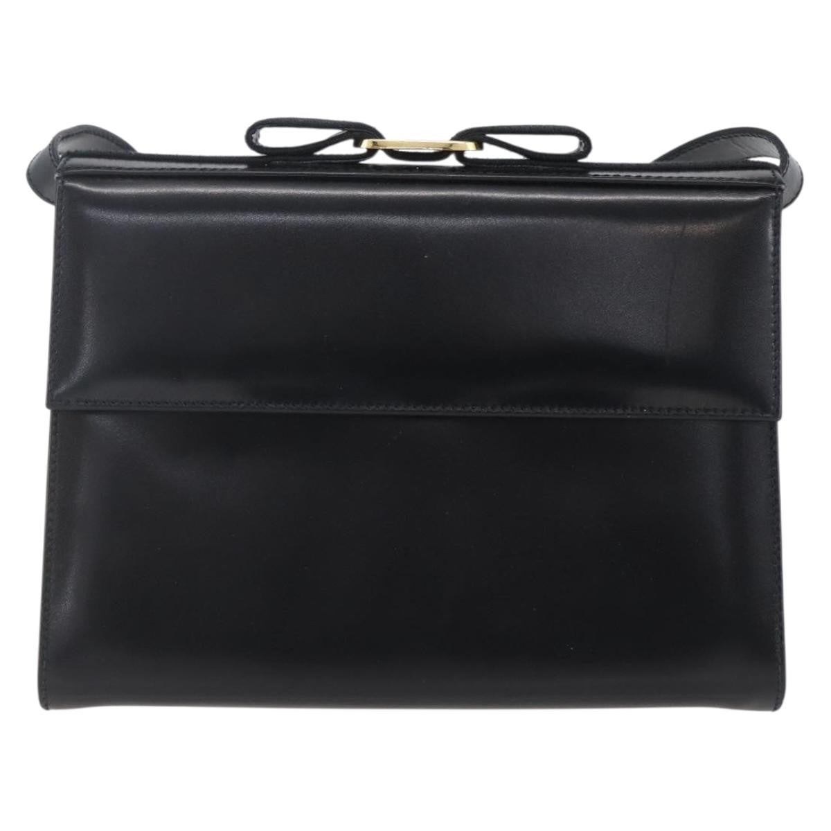 Salvatore Ferragamo Vala Shoulder Bag Leather, BLACK, LEATHER, Shoulder bag